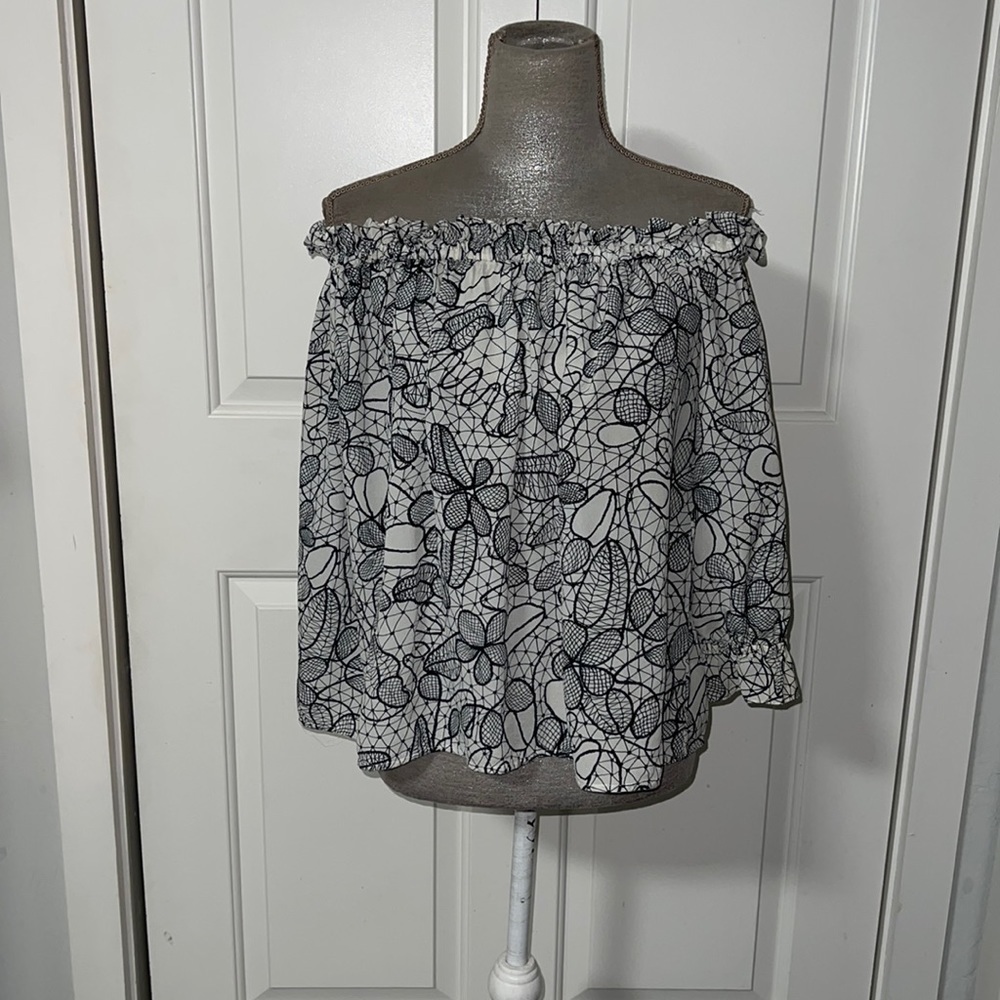 Isolde white and black silk blouse, size 6